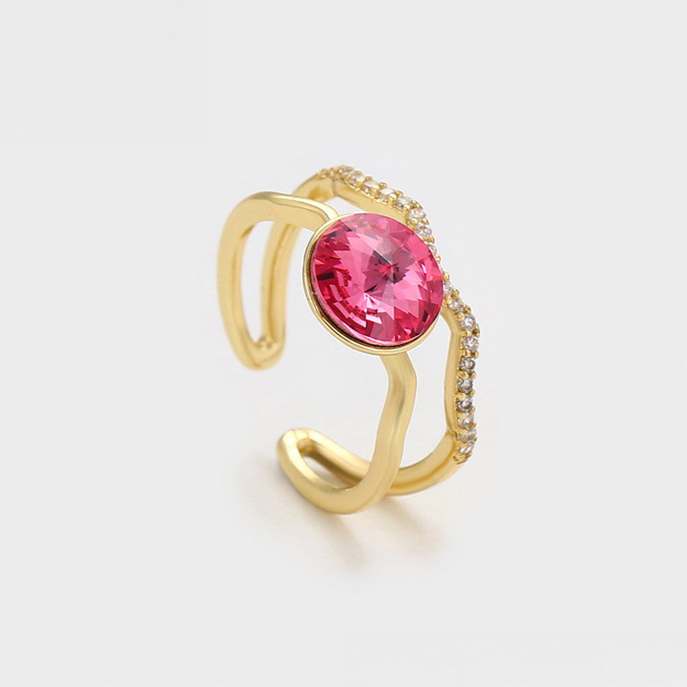 Anillo de Aleación Bañado en Oro con Cristal Emporia® Rojo 5 