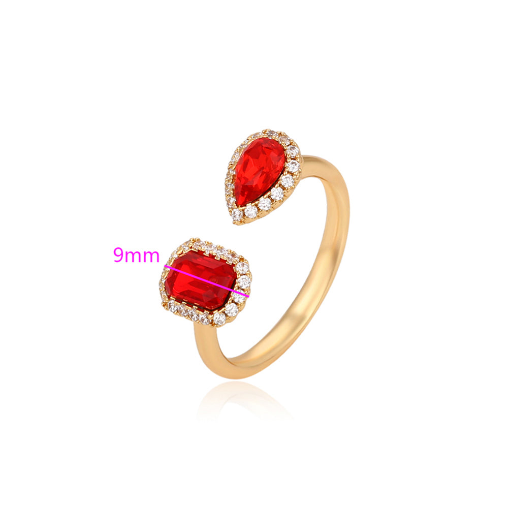 Anillo de Aleación Bañado en Oro con Cristal Emporia® Rojo y Cristal Emporia® Blanco 2 