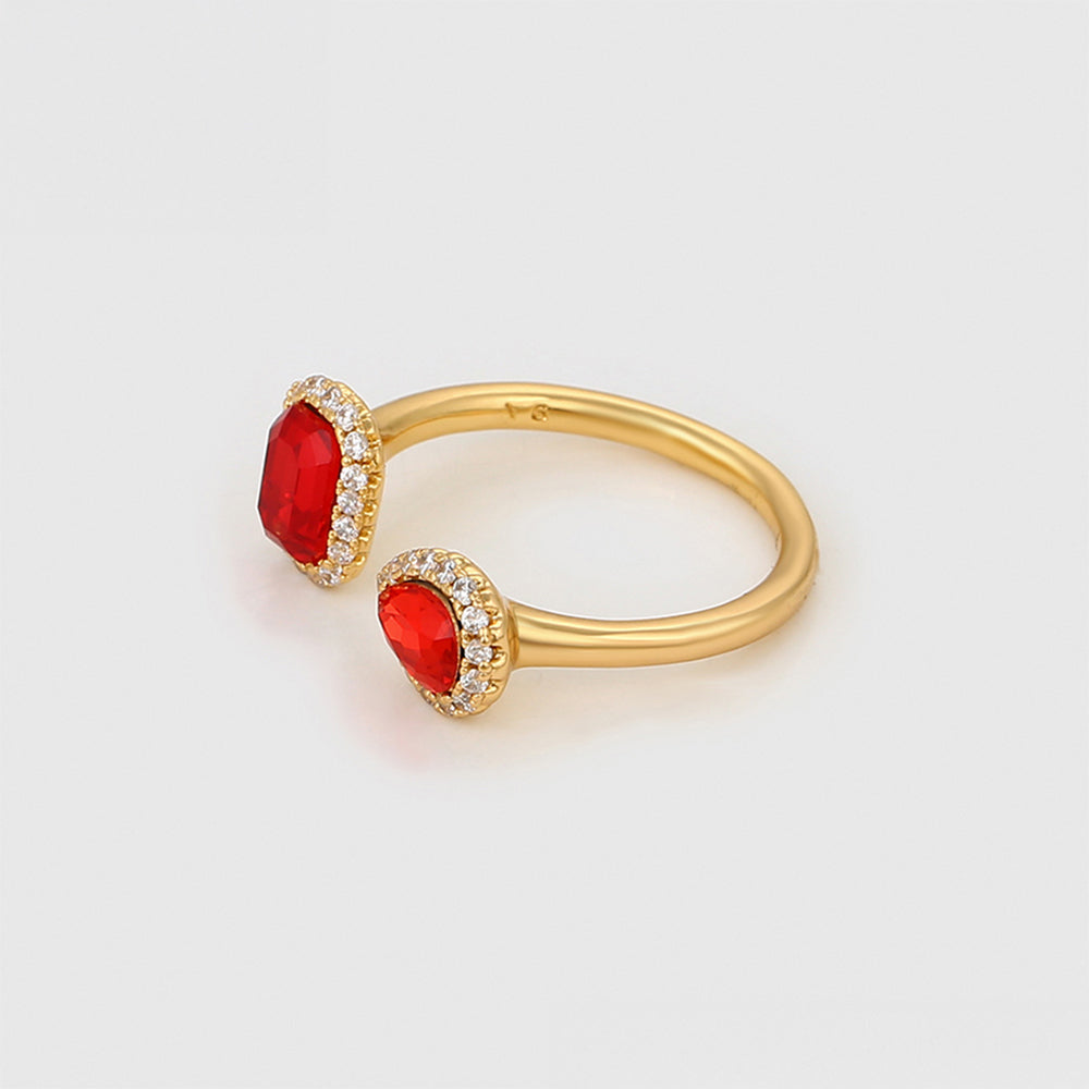 Anillo de Aleación Bañado en Oro con Cristal Emporia® Rojo y Cristal Emporia® Blanco 4 