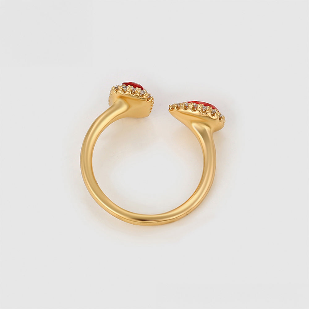 Anillo de Aleación Bañado en Oro con Cristal Emporia® Rojo y Cristal Emporia® Blanco 6 