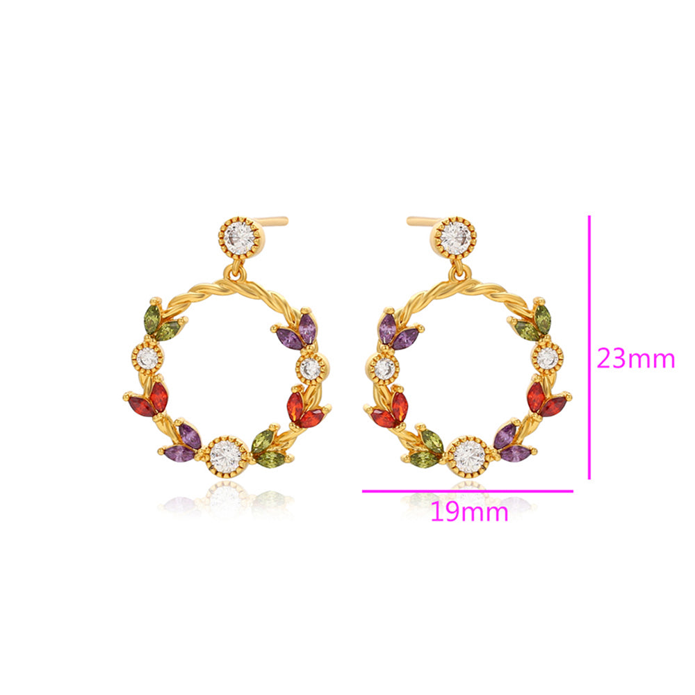Pendientes de Aleación Bañado en Oro con Cristal Emporia® Rojo y Cristal Emporia® Blanco 3 