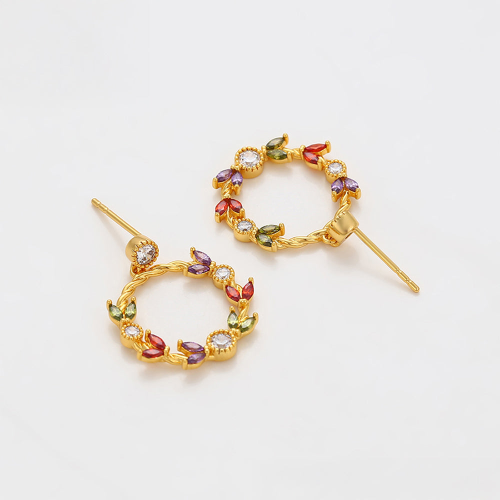 Pendientes de Aleación Bañado en Oro con Cristal Emporia® Rojo y Cristal Emporia® Blanco