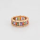 Anillo de Aleación Bañado en Oro con Cristal Emporia® Púrpura y Cristal Emporia® Rosa
