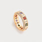 Anillo de Aleación Bañado en Oro con Cristal Emporia® Rojo y Cristal Emporia® Púrpura