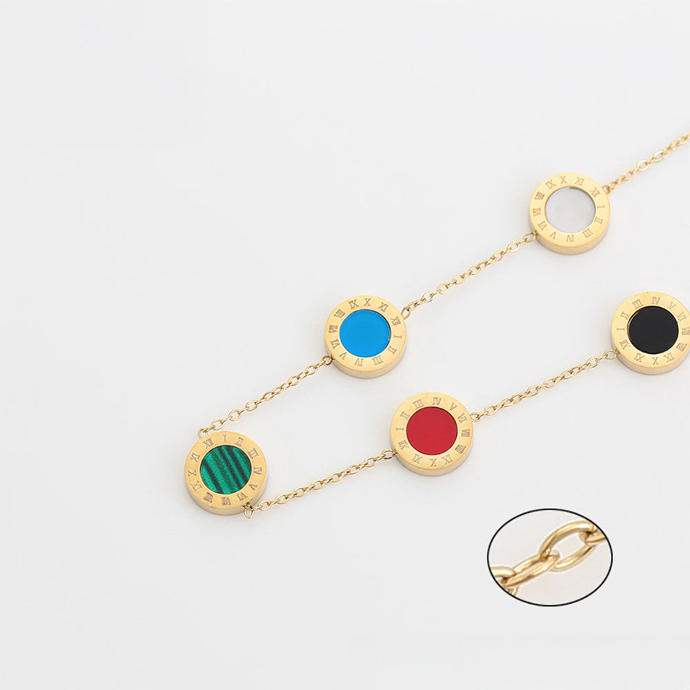 Collar de Aleación Bañado en Oro con Cristal Emporia® Rojo y Cristal Emporia® Azul 4 