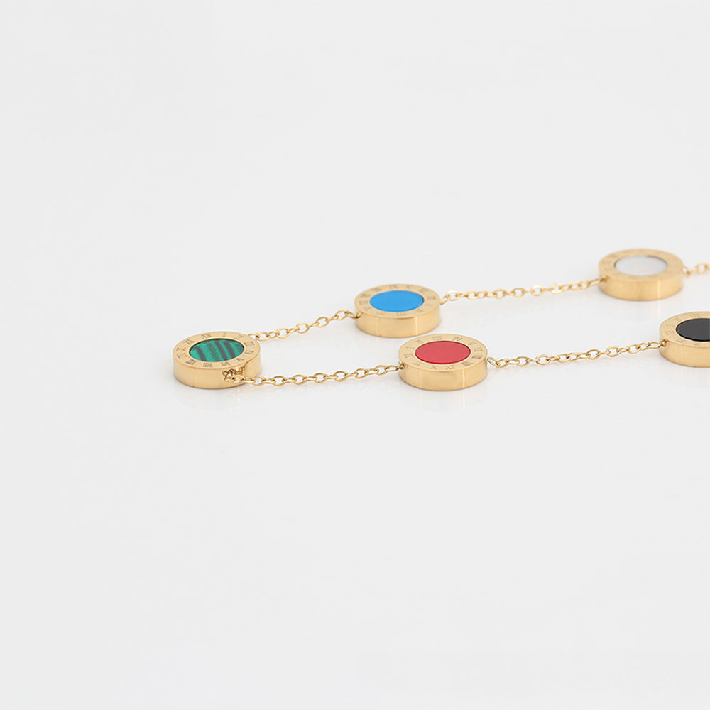 Collar de Aleación Bañado en Oro con Cristal Emporia® Rojo y Cristal Emporia® Azul 6 