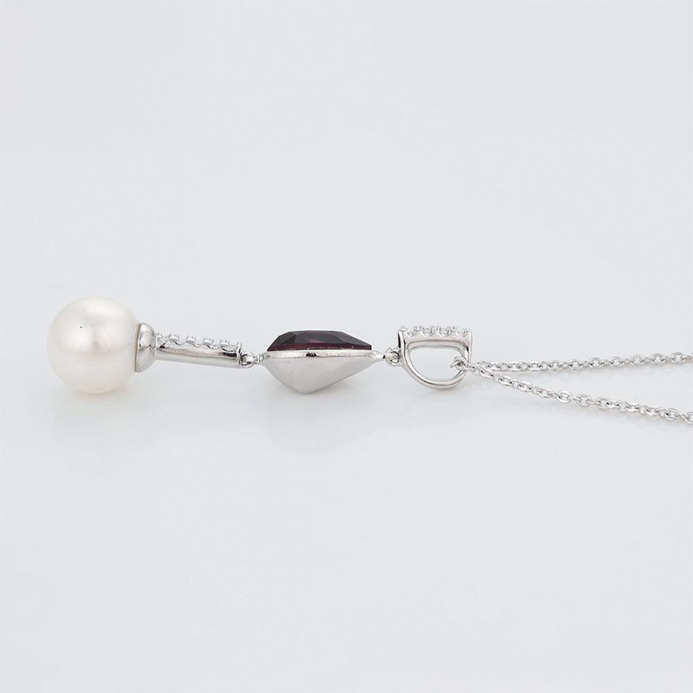 Collar de Aleación Bañado en Oro con Cristal Emporia® Púrpura y Perla de cristal