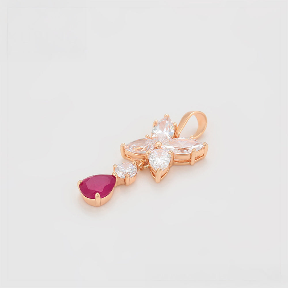 Conjunto de Aleación Bañado en Oro con Cristal Emporia® Rosa y Cristal Emporia® Blanco ( Pendientes +Colgante ) 6 