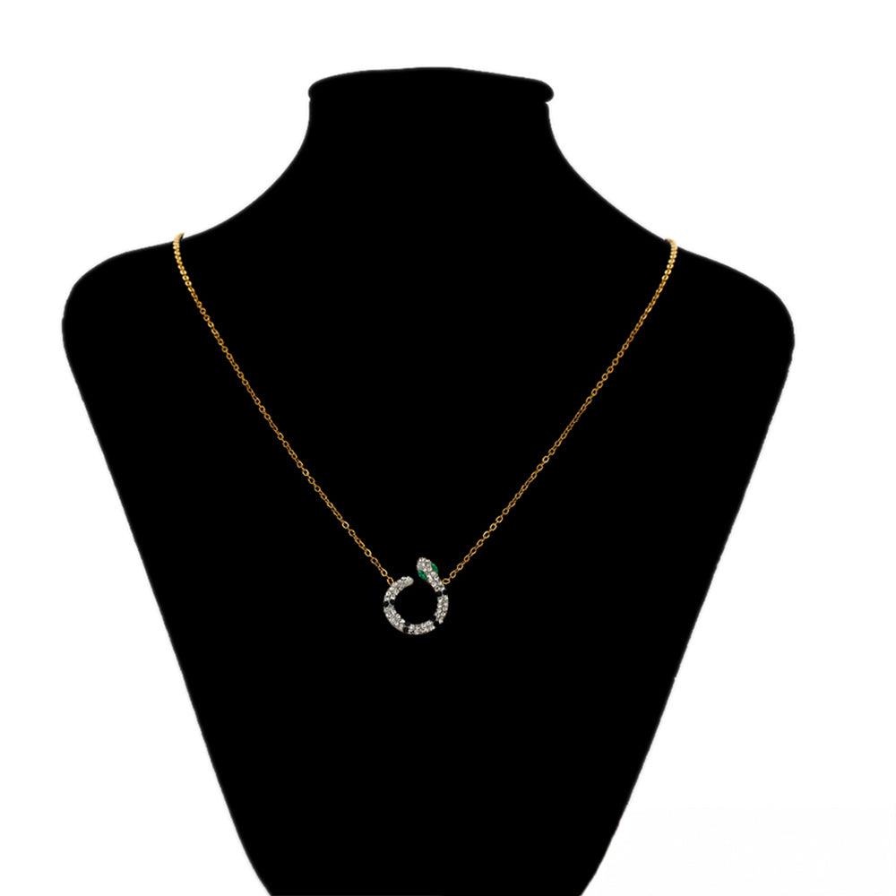 Conjunto de Aleación Bañado en Oro con Cristal Emporia® Verde y Cristal Emporia® Blanco ( Collar +Pendientes )
