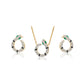 Conjunto de Aleación Bañado en Oro con Cristal Emporia® Verde y Cristal Emporia® Blanco ( Collar +Pendientes )