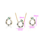 Conjunto de Aleación Bañado en Oro con Cristal Emporia® Verde y Cristal Emporia® Blanco ( Collar +Pendientes )