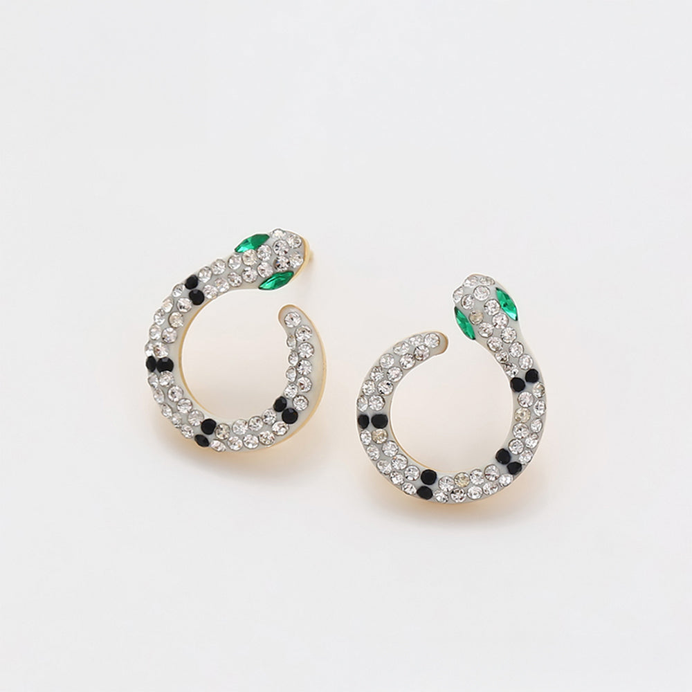 Conjunto de Aleación Bañado en Oro con Cristal Emporia® Verde y Cristal Emporia® Blanco ( Collar +Pendientes )