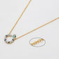 Conjunto de Aleación Bañado en Oro con Cristal Emporia® Verde y Cristal Emporia® Blanco ( Collar +Pendientes )