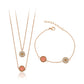 Conjunto de Aleación Bañado en Oro con Cristal Emporia® Rosa y Cristal Emporia® Blanco ( Collar +Pulsera )