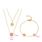 Conjunto de Aleación Bañado en Oro con Cristal Emporia® Rosa y Cristal Emporia® Blanco ( Collar +Pulsera )