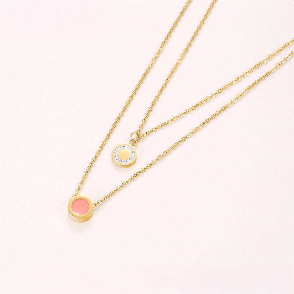 Conjunto de Aleación Bañado en Oro con Cristal Emporia® Rosa y Cristal Emporia® Blanco ( Collar +Pulsera )