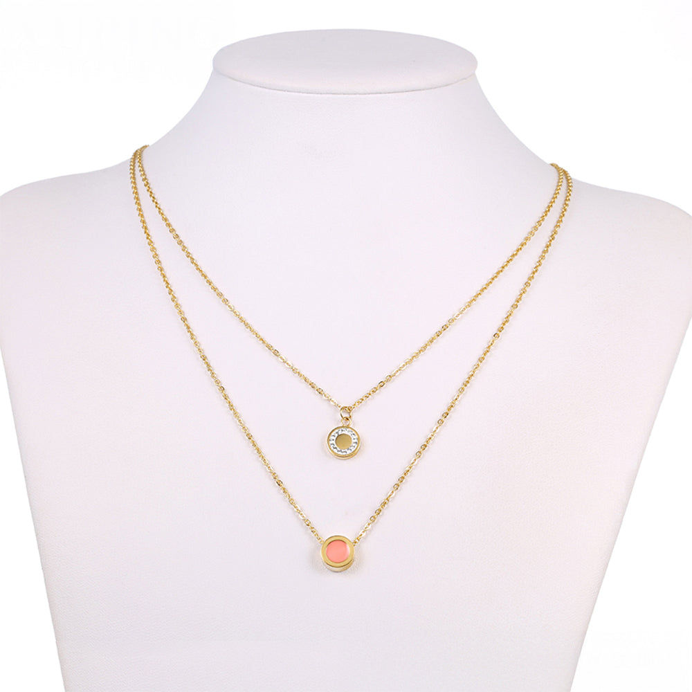 Conjunto de Aleación Bañado en Oro con Cristal Emporia® Rosa y Cristal Emporia® Blanco ( Collar +Pulsera )