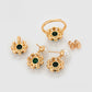 Conjunto de Aleación Bañado en Oro con Cristal Emporia® Verde y Perla de cristal ( Pendientes +Anillo +Colgante )