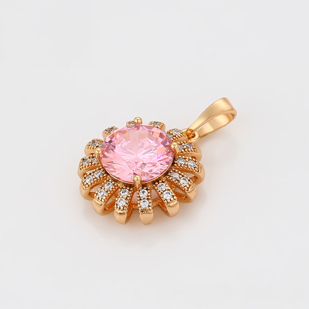 Conjunto de Aleación Bañado en Oro con Cristal Emporia® Rosa y Cristal Emporia® Blanco ( Pendientes +Anillo +Colgante ) 5 