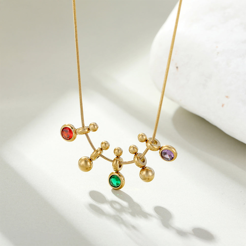 Collar de Aleación Bañado en Oro con Cristal Emporia® Verde y Cristal Emporia® Rojo 1 