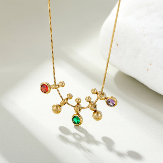 Collar de Aleación Bañado en Oro con Cristal Emporia® Verde y Cristal Emporia® Rojo