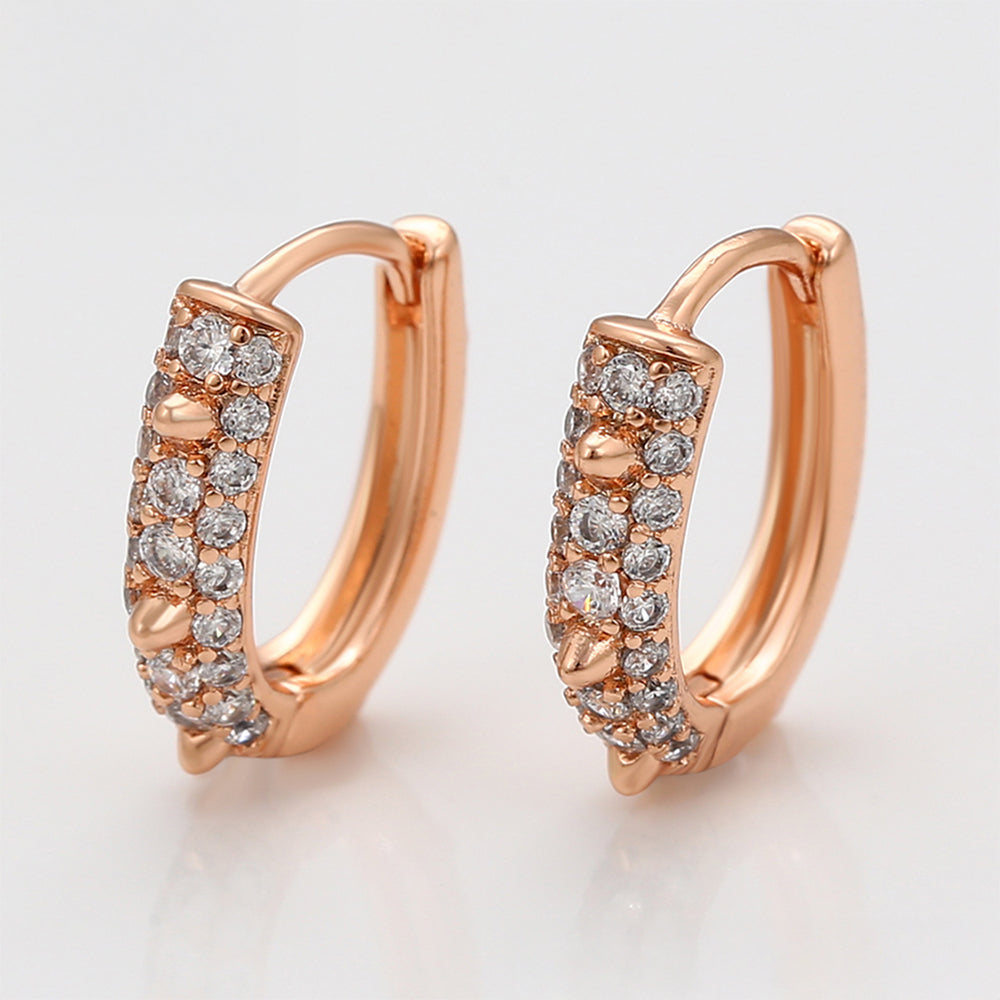 Pendientes de Aleación Bañado en Oro con Cristal Emporia® Blanco 3 