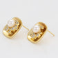 Pendientes de Aleación Bañado en Oro con Perla de cristal y Cristal Emporia® Blanco