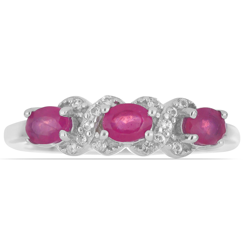 Anillo de Plata con Rubí de Madagascar y Topacio Blanco 1 