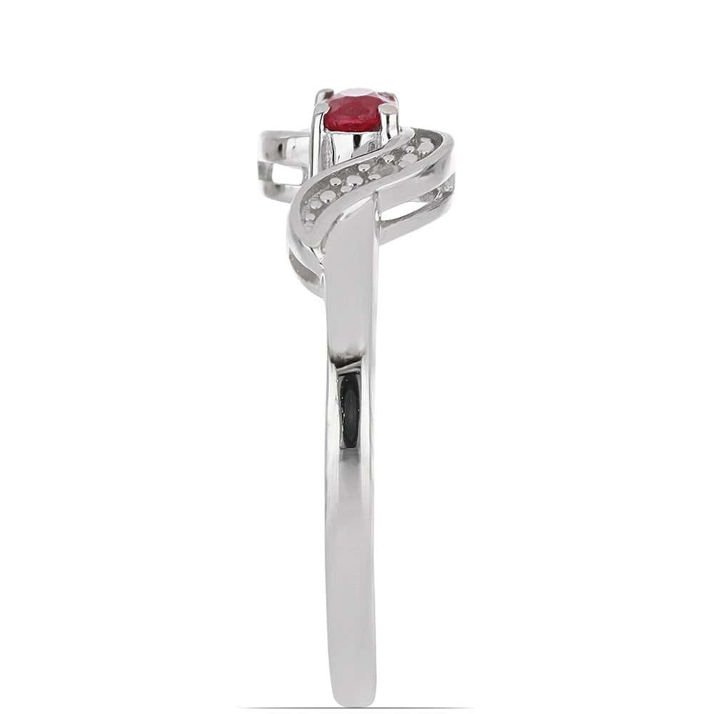 Anillo de Plata con Rubí de Madagascar y Topacio Blanco 3 