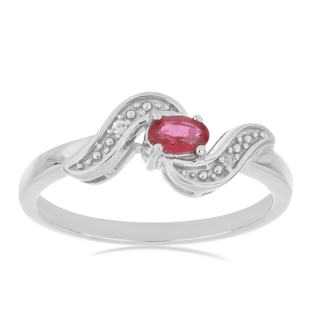 Anillo de Plata con Rubí de Madagascar y Topacio Blanco 2 