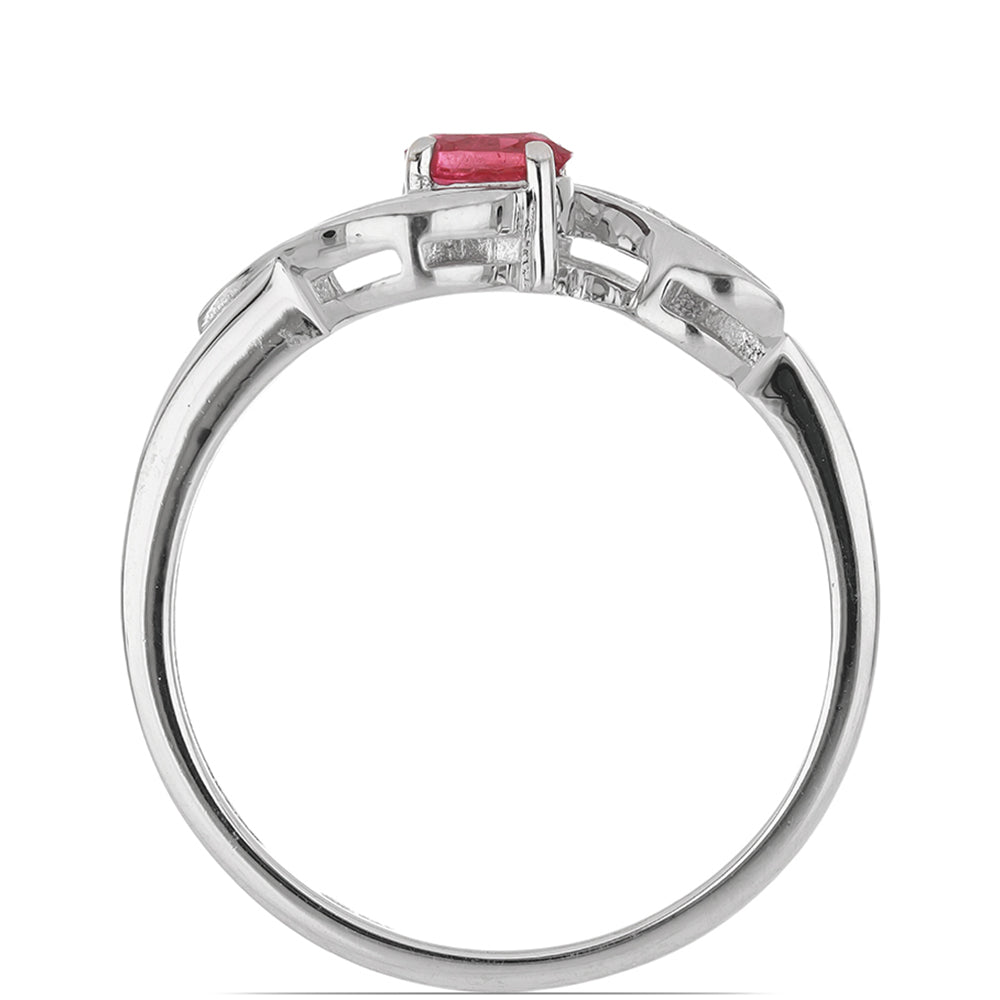 Anillo de Plata con Rubí de Madagascar y Topacio Blanco 4 