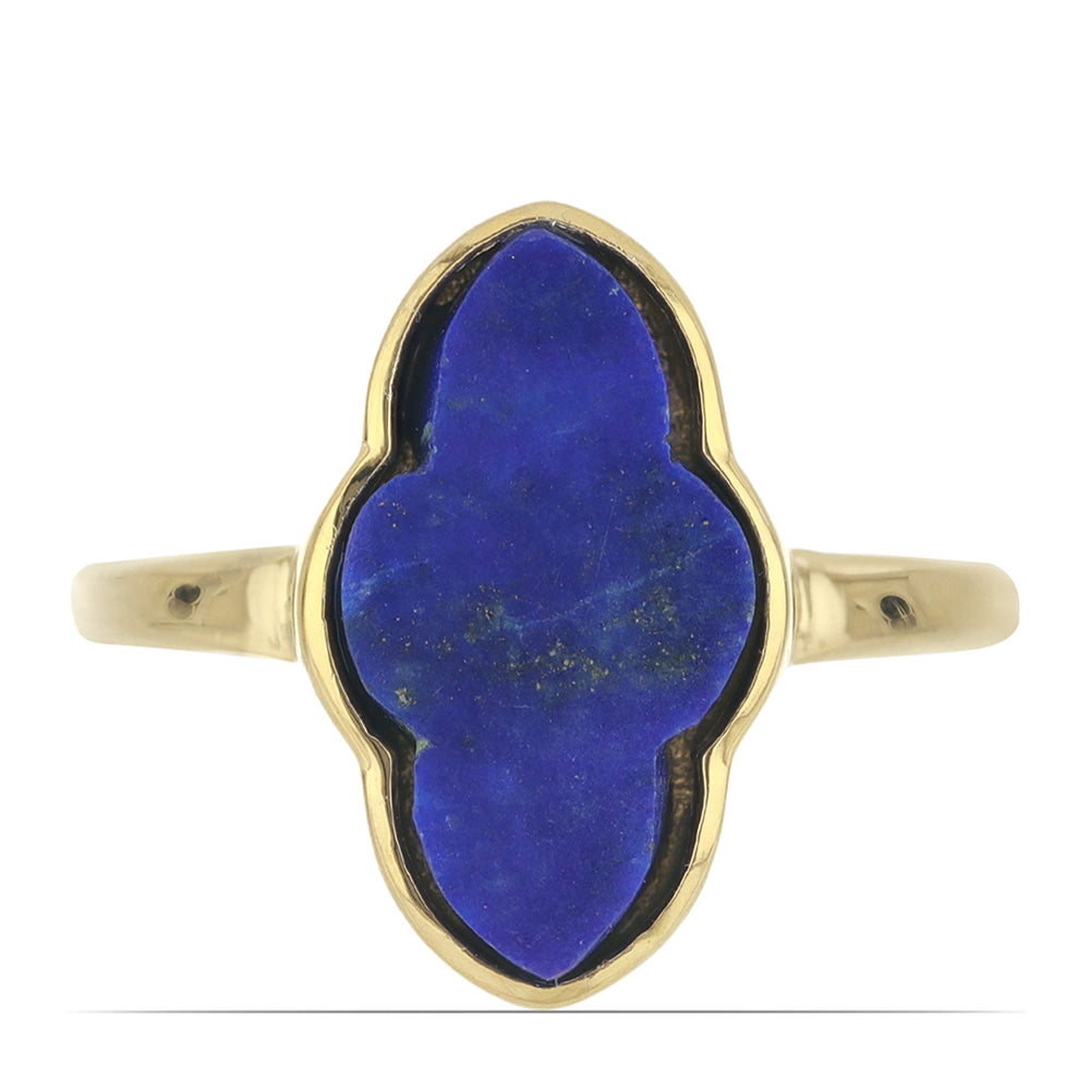 Anillo de Plata Bañada en Oro con Lapislázuli de Badakhshan