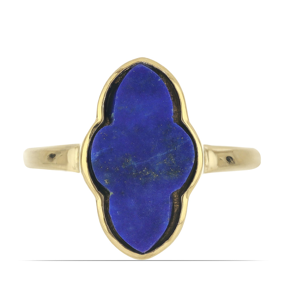 Anillo de Plata Bañada en Oro con Lapislázuli de Badakhshan