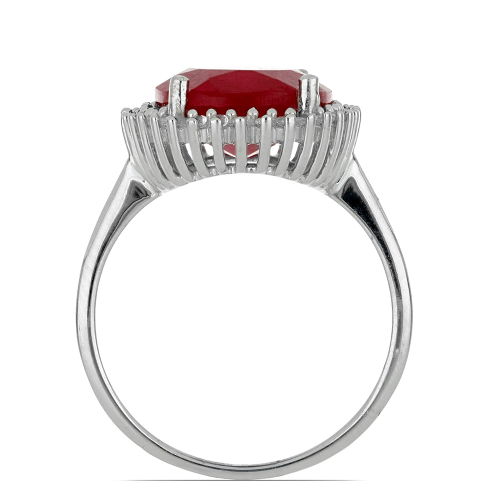 Anillo de Plata con Rubí de Madagascar y Topacio Blanco 3 