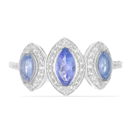 Anillo de Plata con Tanzanita y Topacio Blanco