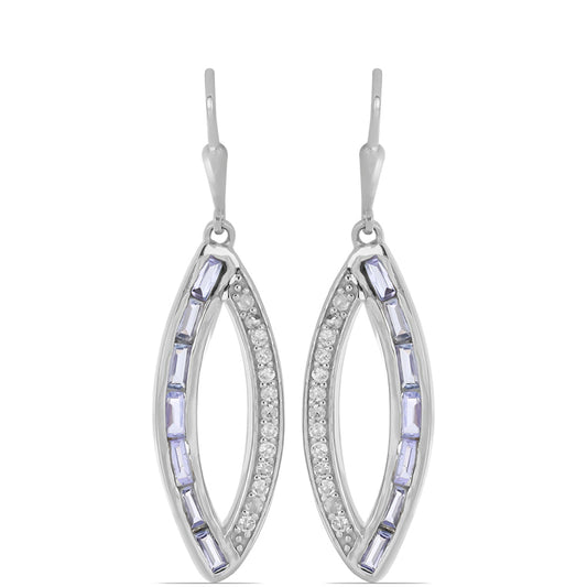 Pendientes de Plata con Tanzanita y Topacio Blanco