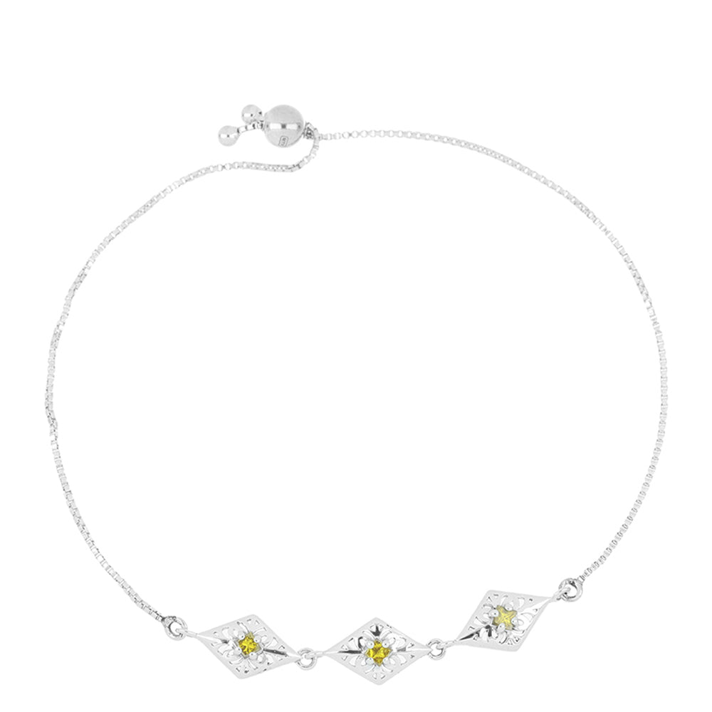 Pulsera de Plata con Diamante Amarillo 1 