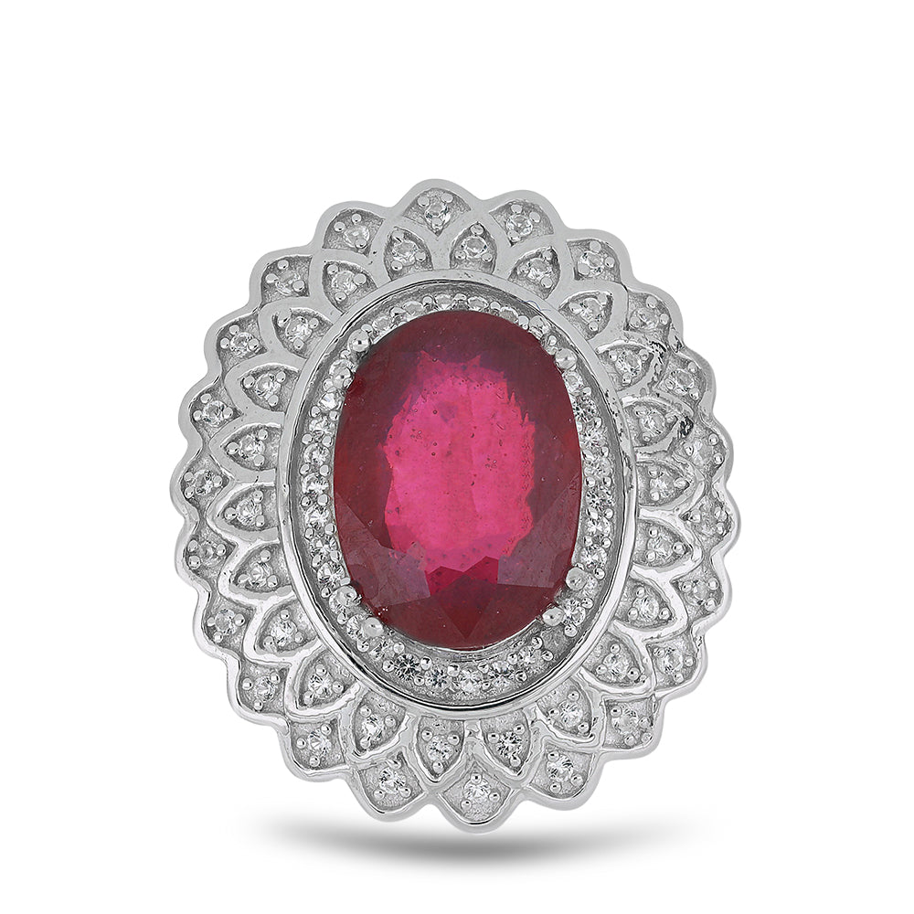 Anillo de Plata con Rubí de Madagascar y Topacio Blanco 1 