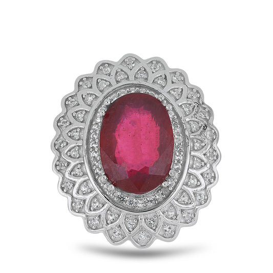Anillo de Plata con Rubí de Madagascar y Topacio Blanco