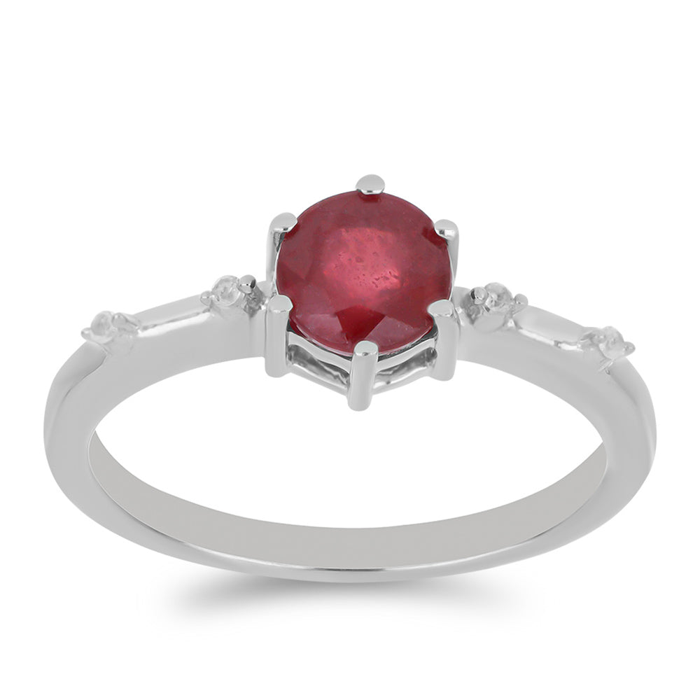 Anillo de Plata con Rubí de Madagascar y Topacio Blanco 3 