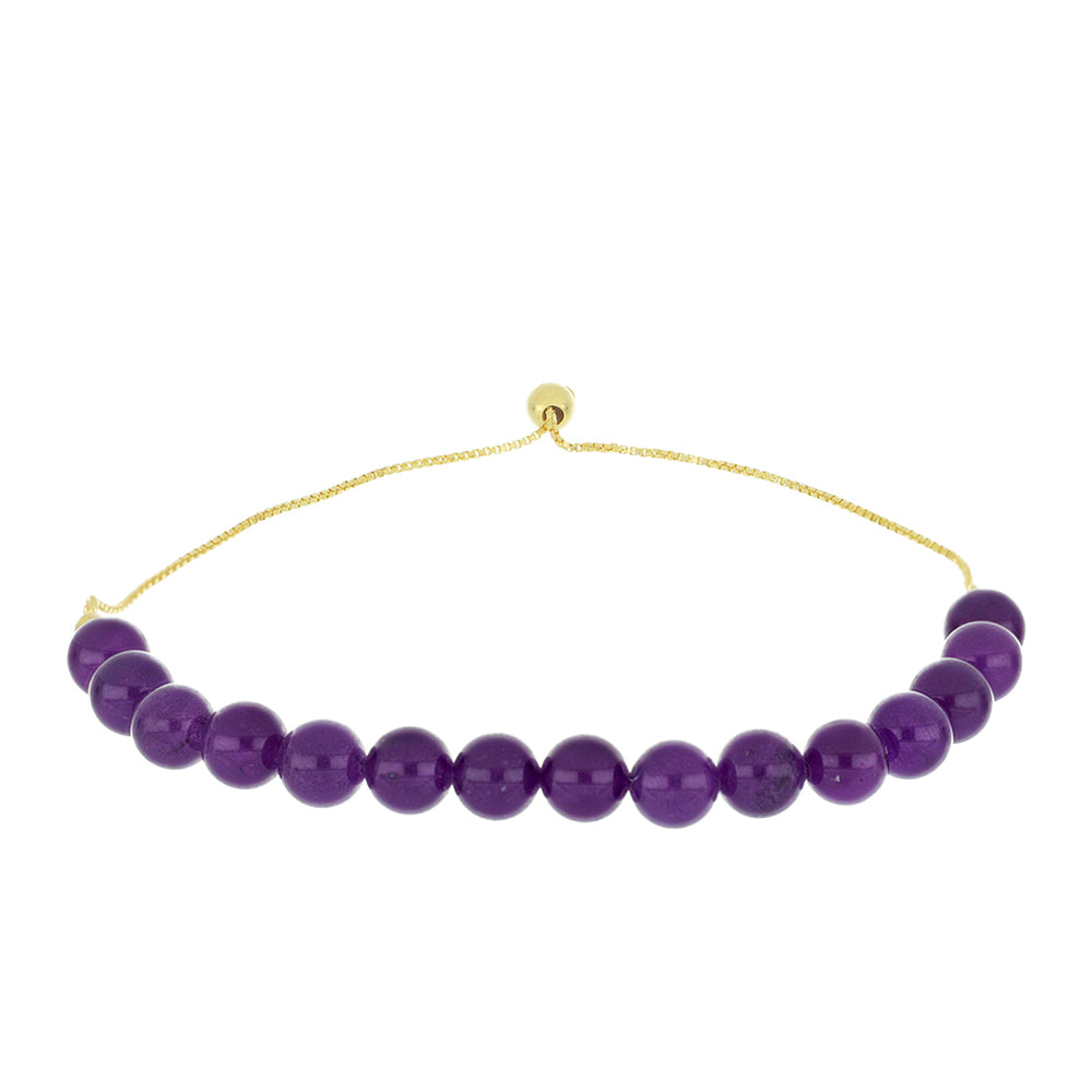 Pulsera de Plata Bañada en Oro con Ágata Púrpura 1 