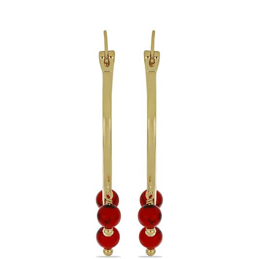Pendientes de Plata Bañada en Oro con Coral de Esponja Roja