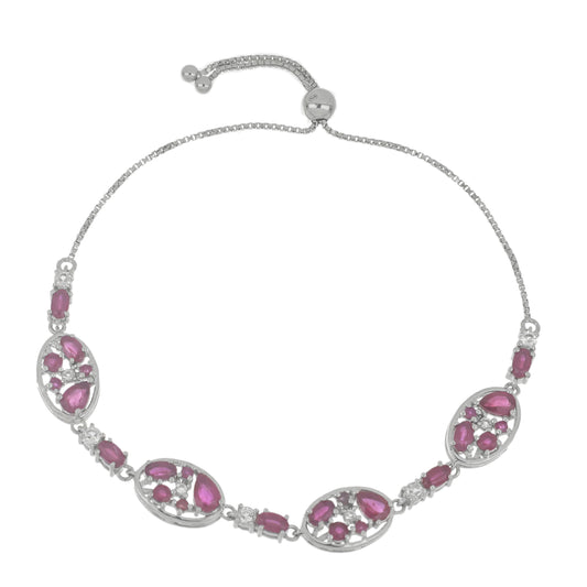 Pulsera de Plata con Rubí de Madagascar y Topacio Blanco