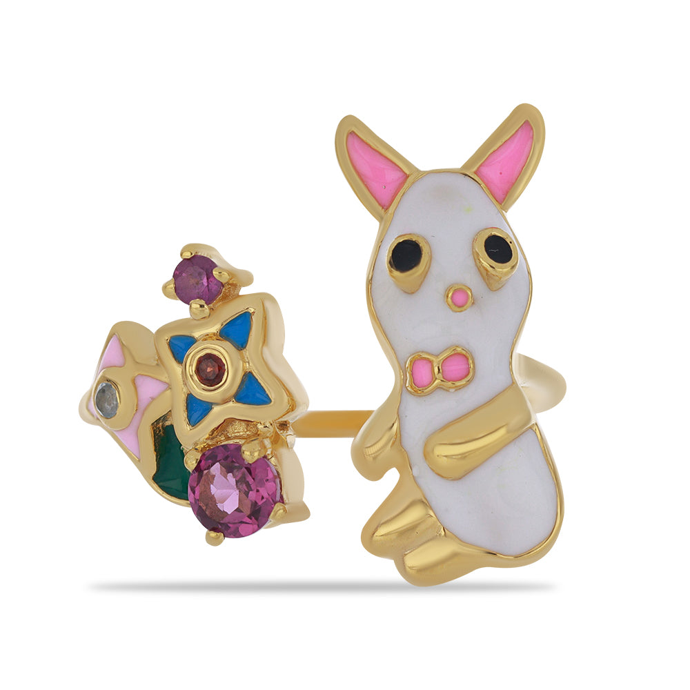 Anillo de Plata Bañada en Oro con Esmalte y Granate Barton 1 