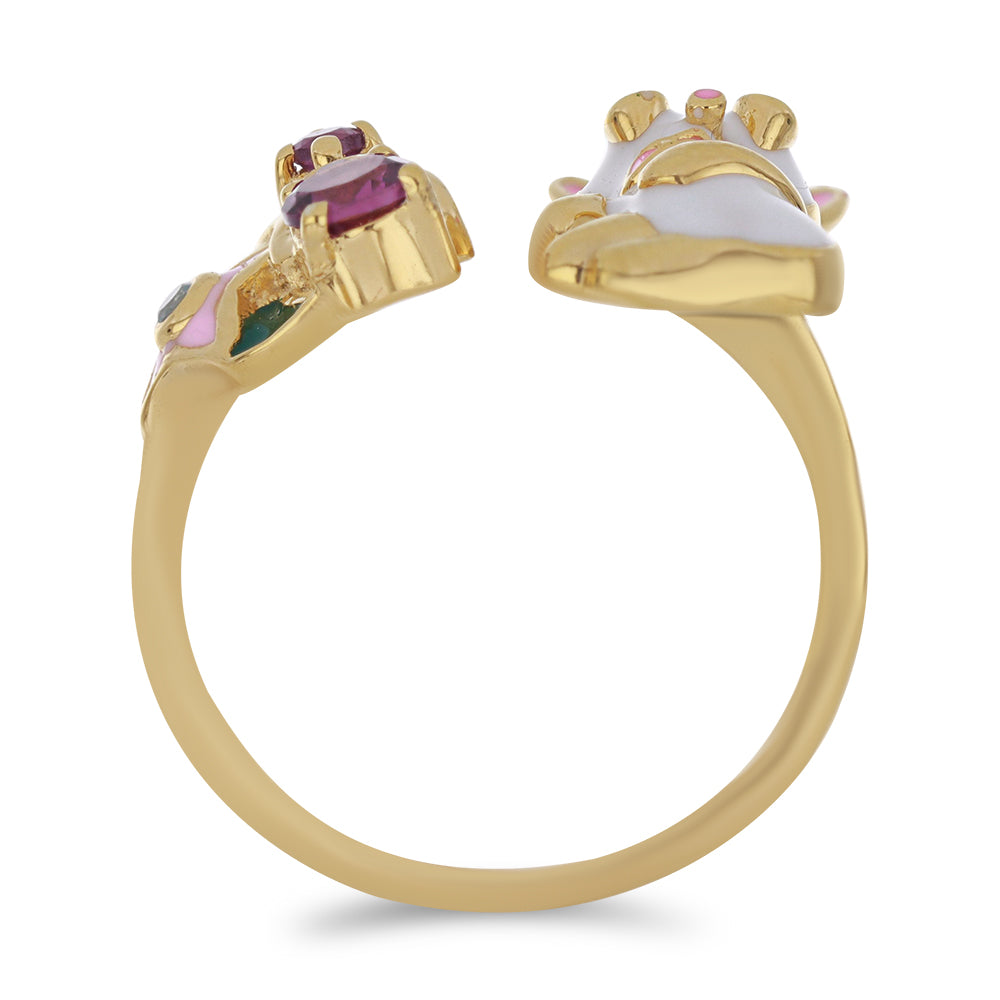 Anillo de Plata Bañada en Oro con Esmalte y Granate Barton 2 