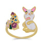 Anillo de Plata Bañada en Oro con Esmalte y Granate Barton