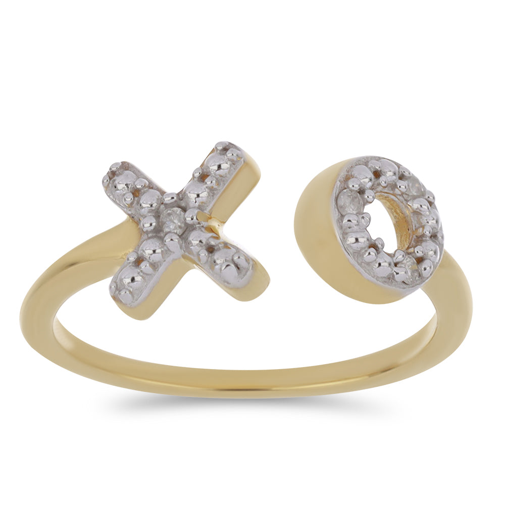 Anillo de Plata Bañada en Oro con Diamante blanco