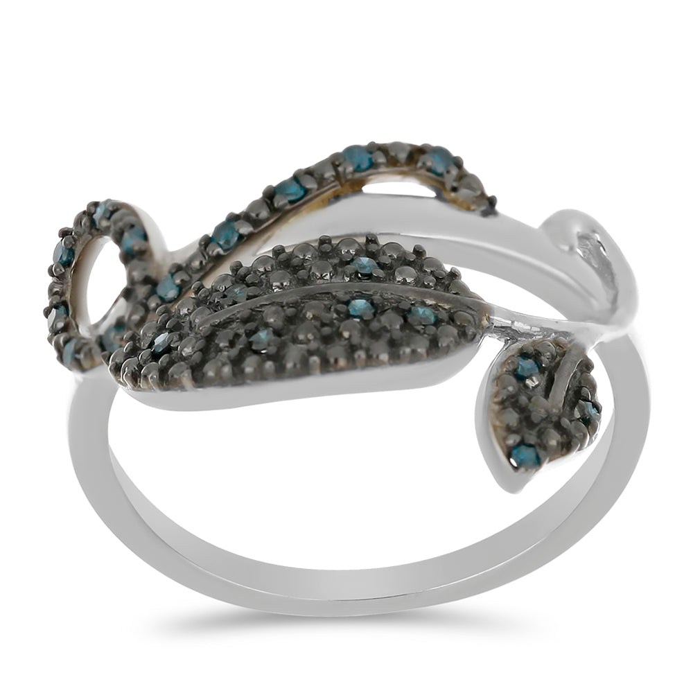 Anillo de Plata con Diamante Azul