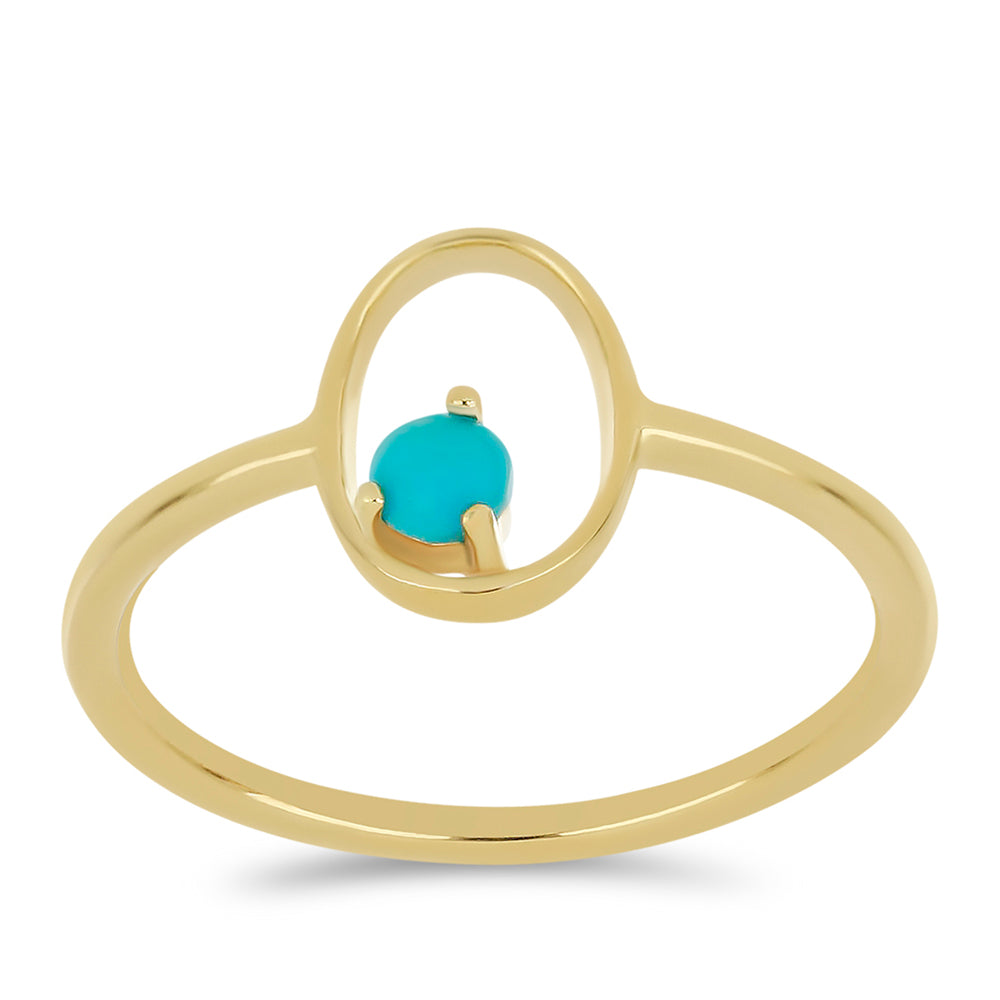 Anillo de Plata Bañada en Oro con Turquesa Bella Durmiente 3 