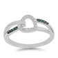 Anillo de Plata con Diamante Azul y Diamante blanco
